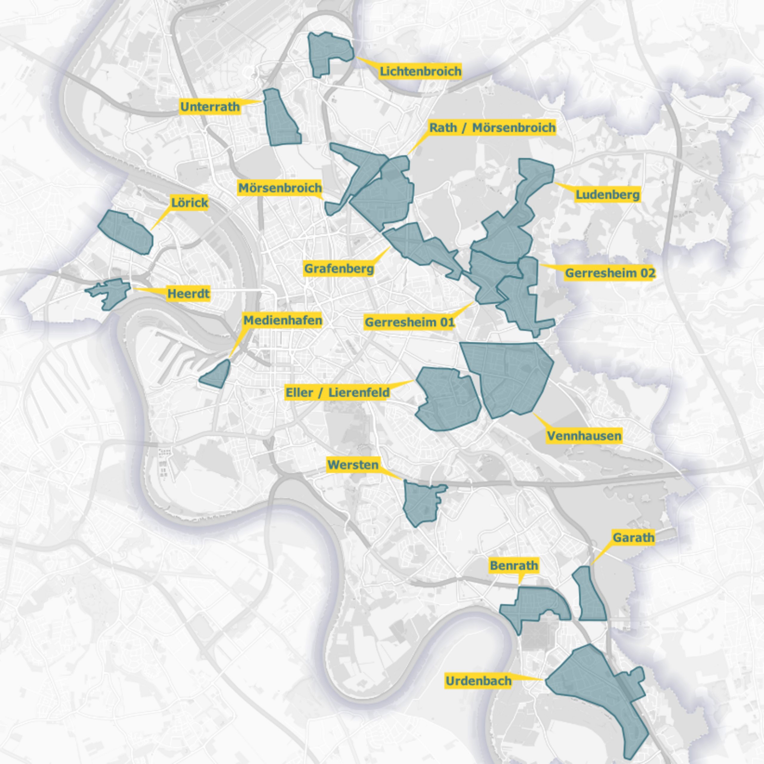 Karte Ausbaugebiete Düsseldorf OXG